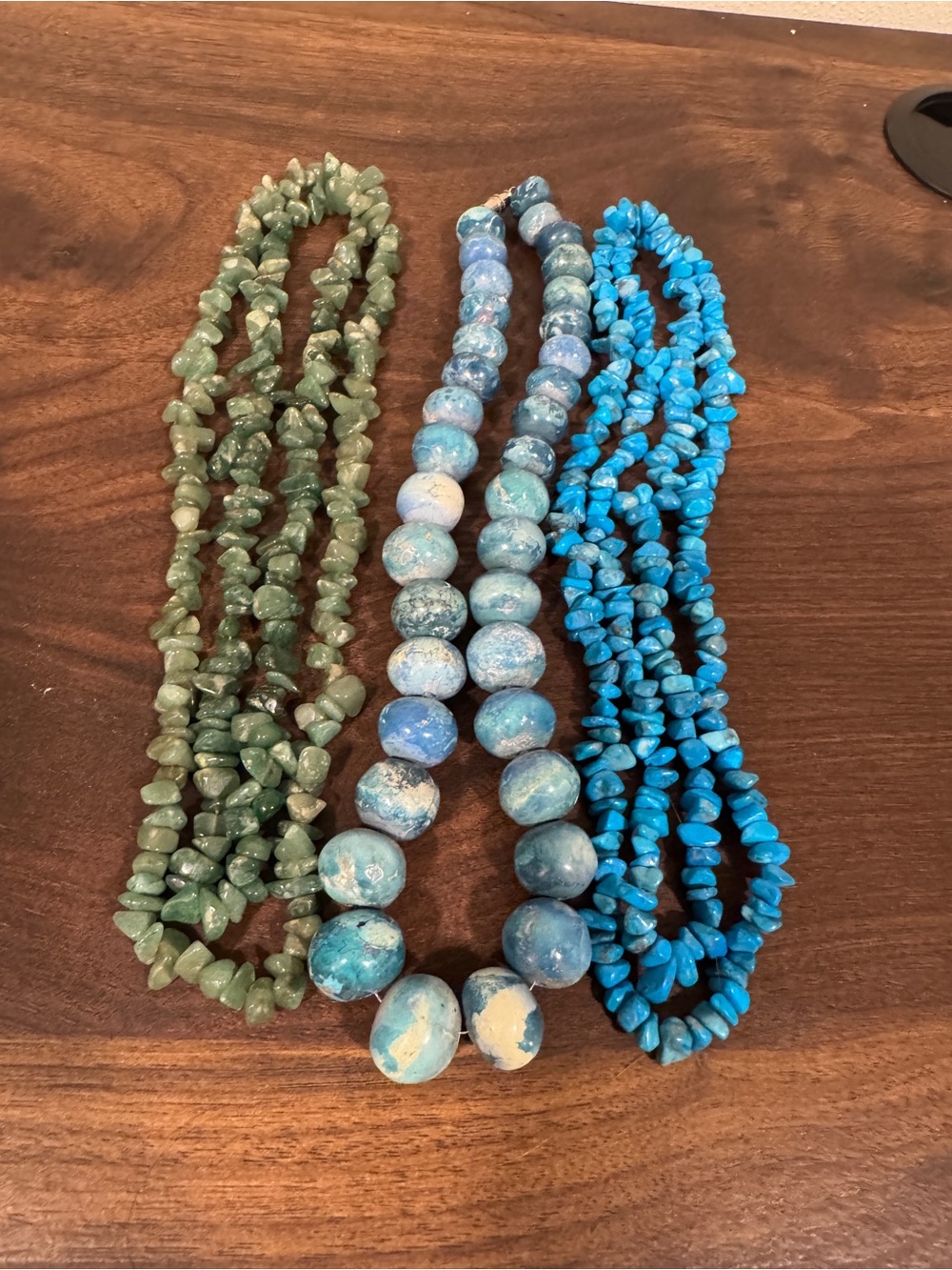 Blue and Green Stone Beaded Necklace Set